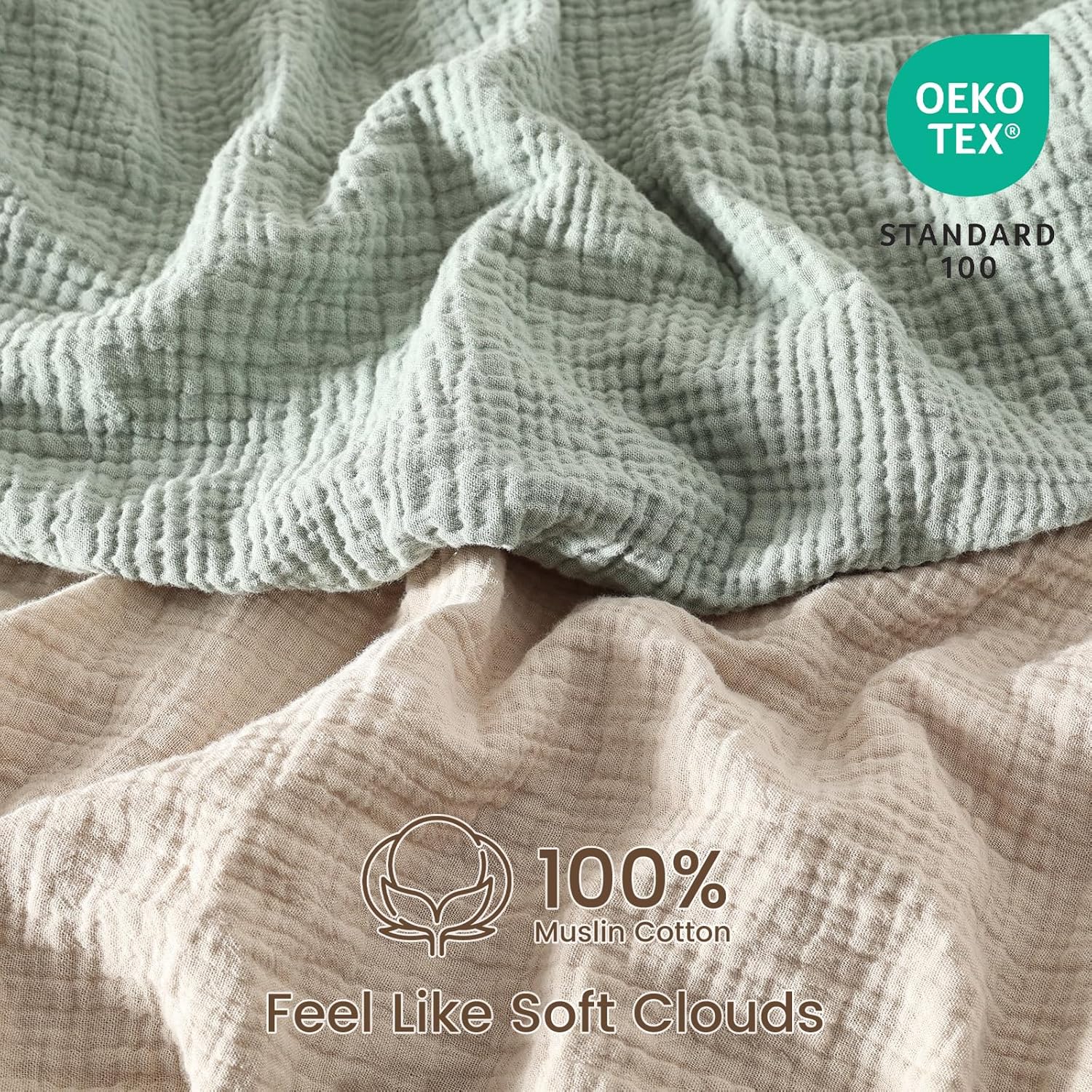 david's kids Muslin Crib Sheets for Boys Girls, 2 Pack 100% Cotton Soft Breathable Fitted Baby