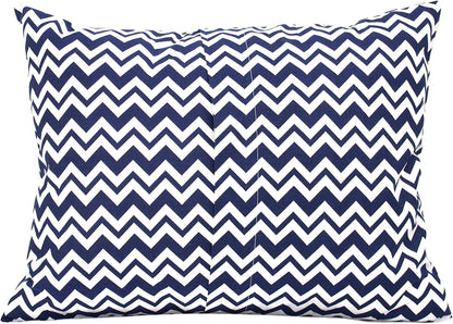 Cotton Toddler Pillowcase 13 x 18 - Baby Travel Pillow Case Cover, Kids Pillowcase, Soft & Breathable Toddler Pillow Protector - Navy Blue Chevron