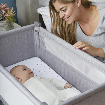 Air Lite Bedside Infant Crib | Breathable Mesh Sides, Drop-Down Panel, Reflux Incline, Adjustable