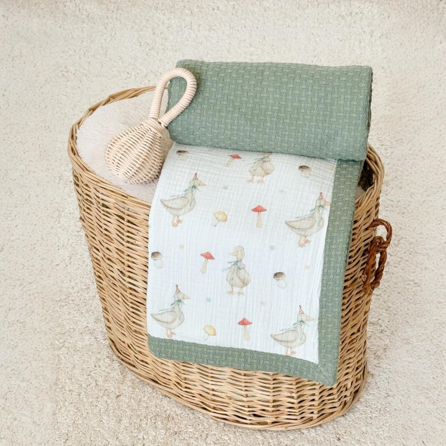 Personalized Baby Blanket with Name – Handmade 100% Organic Cotton Newborn Gift | Custom Knit