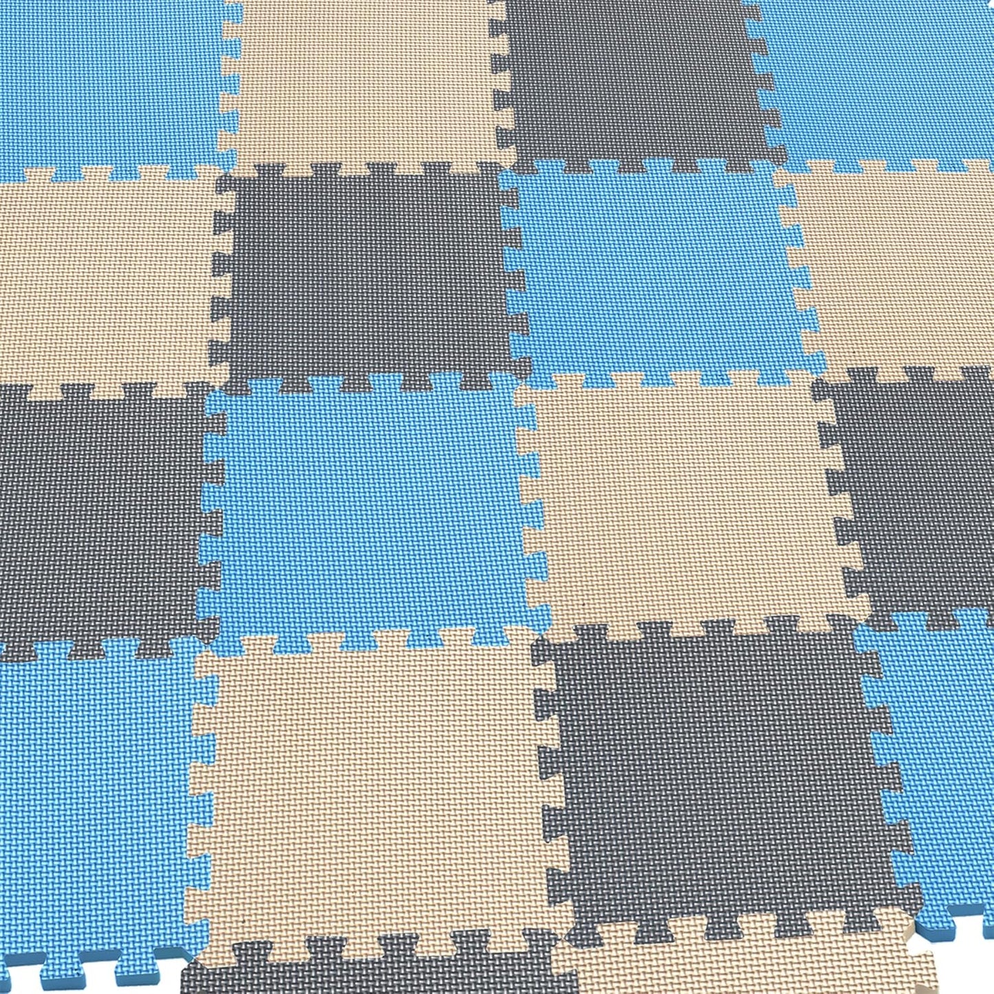 MQIAOHAM® 25 Pieces Puzzle Play Mats, Soft Baby Play Mat, Kids Interlocking Foam Floor Tiles, Toddlers Carpet Playmats G301025-107110112