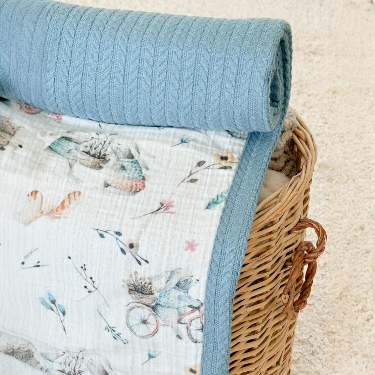 Personalized Baby Blanket with Name – Handmade 100% Organic Cotton Newborn Gift | Custom Knit