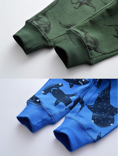 HUAER& Baby Boy's Jogger Pants Dinosaur Car Drawstring Elastic Sweatpants