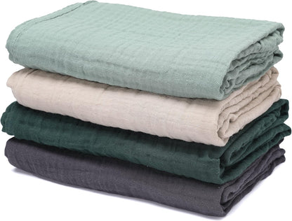 Baby Muslin Swaddle Blankets for Boys and Girls,4-Pack Breathable and Skin-Friendly,Wrap Soft Silky