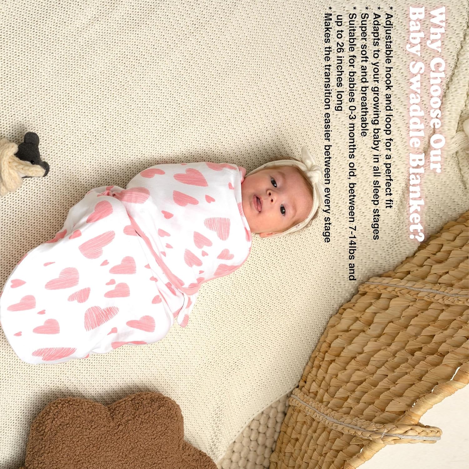 Bublo Baby Organic Preemie Swaddles 4-7 lbs - 3-Pack Premature Babies Swaddle Sleep Sack