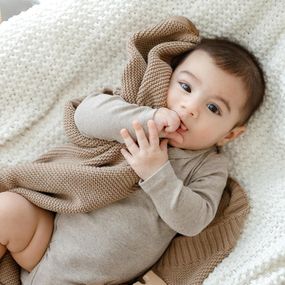 Heritage Knit Organic Cotton Baby Swaddle Blanket - 100% Luxury Organic Cotton Knit Receiving