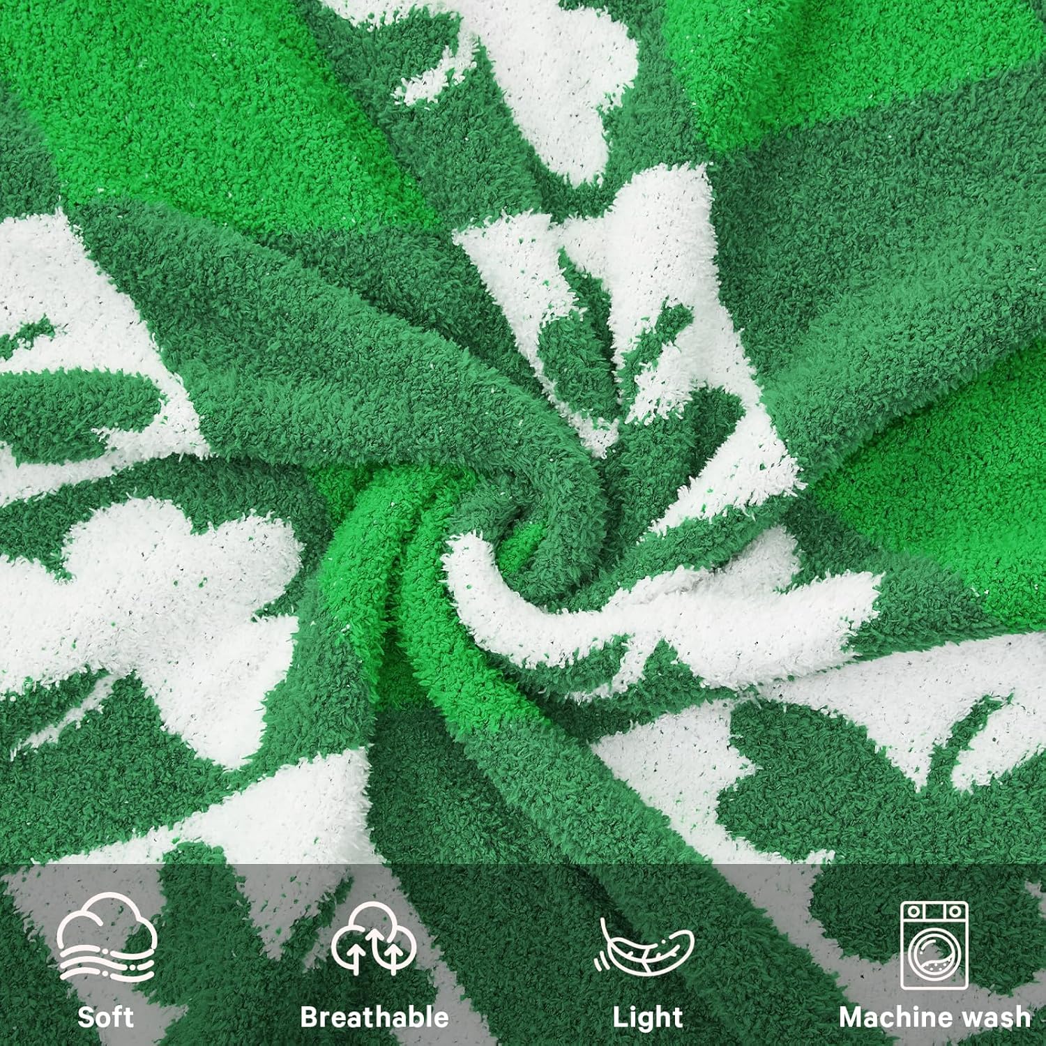 CYMULA St. Patrick's Day Knit Throw Blanket - Super Soft Lightweight Plush Shamrock Clover Blanket