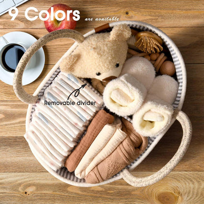 Baby Changing Basket Includes Diaper Caddy - Breathable & Waterproof Dual-Cover, Portable, Changing Pad for Dresser & Changing Table, Gift for Baby Shower, Cotton Rope Basket for Baby