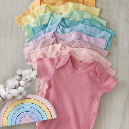 HonestBaby unisex-baby 10-pack Short Sleeve Bodysuits One-piece 100% Organic Cotton for Infant Baby Boys, Girls