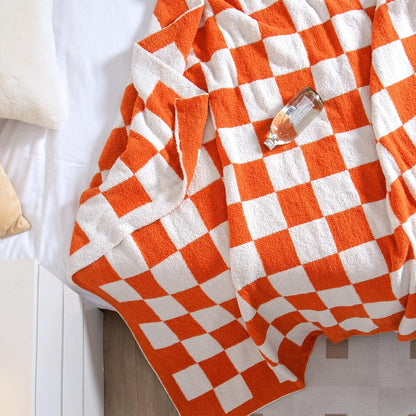 SeaRoomy CheckeredThrow Blanket, Soft Fluffy Microfiber Knit Throw Blanket for Couch Bed, Warm Cozy