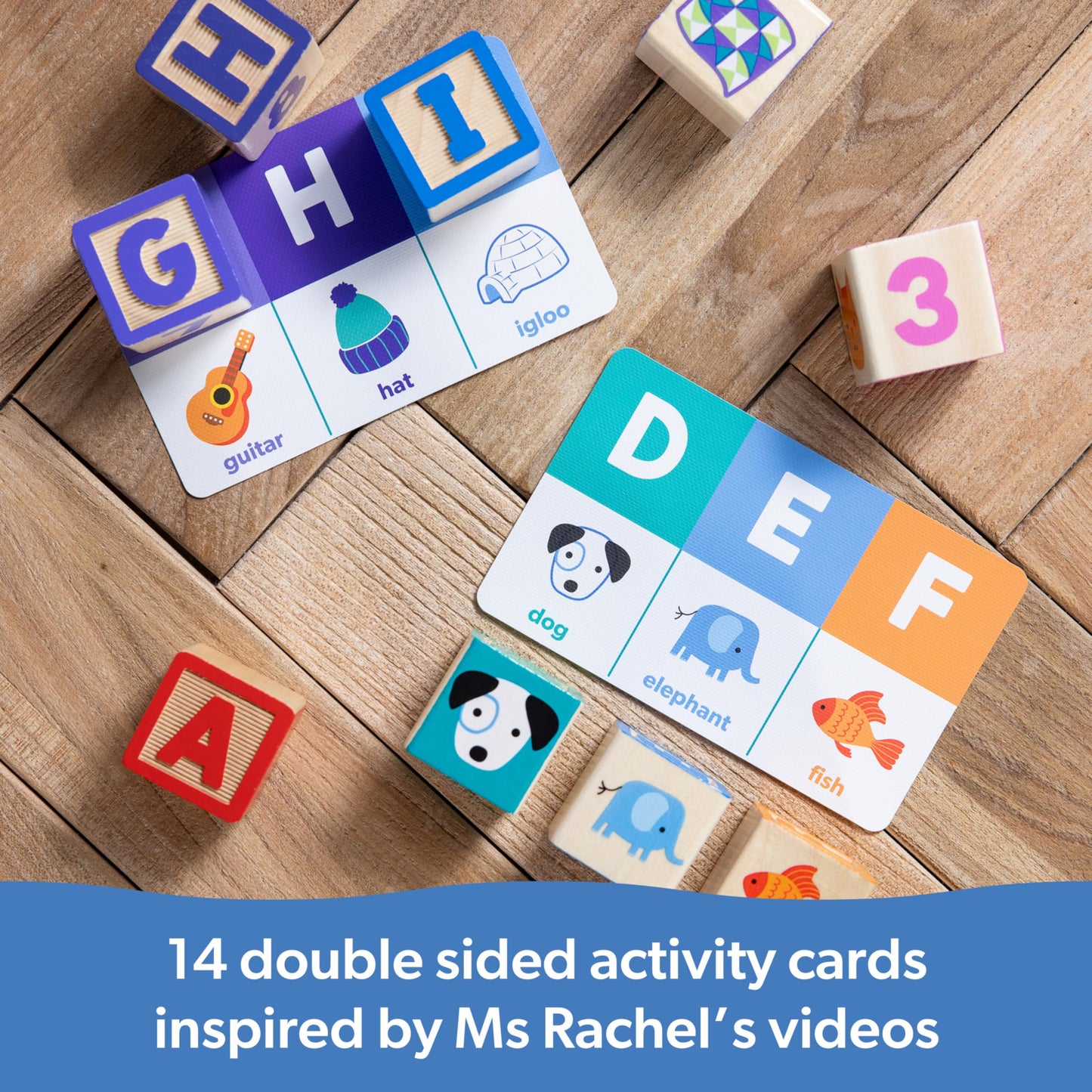 Melissa & Doug Ms. Rachel Letter, Number, and Game Wooden Learning Blocks with Activity Cards for