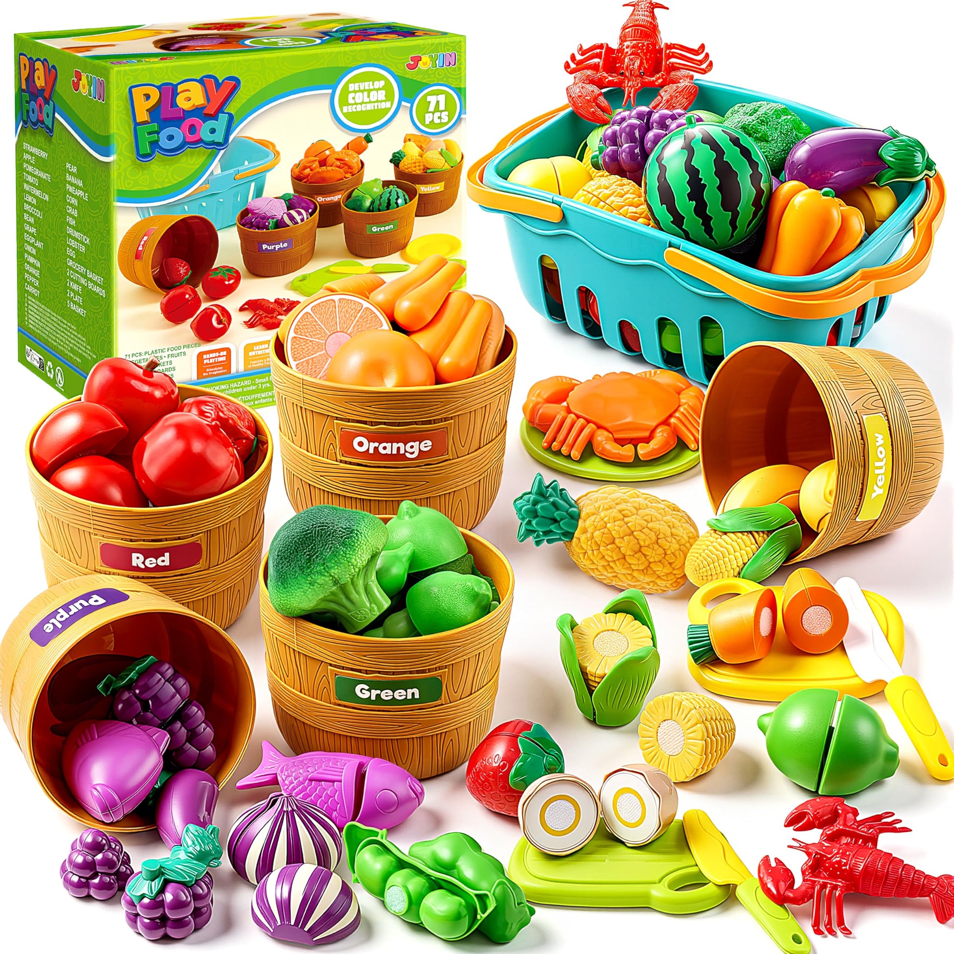 JOYIN Learning Toys Play Food Set for Toddlers, Cutting Food for Preschool Activities, Play Kitchen