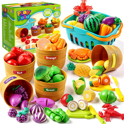 JOYIN Learning Toys Play Food Set for Toddlers, Cutting Food for Preschool Activities, Play Kitchen