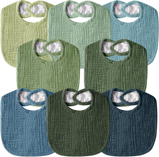 Muslin Baby Bibs for Unisex Boys Girls, Cotton Drool Bibs, Adjustable Newborn Bibs for Drooling and Teething