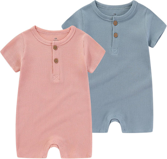 Baby Bodysuits Solid Romper One-Piece Newborn Clothes 2 Pack Baby Shower Gifts