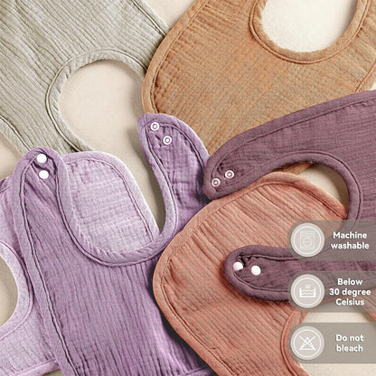 Muslin Baby Bibs for Unisex Boys Girls, Cotton Drool Bibs, Adjustable Newborn Bibs for Drooling and Teething