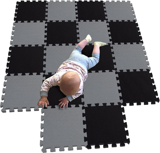 MQIAOHAM® 18 Pieces Puzzle Play Mats, Soft Baby Play Mat, Kids Interlocking Foam Floor Tiles, Toddlers Carpet Playmats G301018-104112