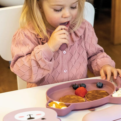Baby Cutlery with Case - Baby Spoon & Fork Set, Self Feeding Cutlery, Silicone, 6+ Months, Pink