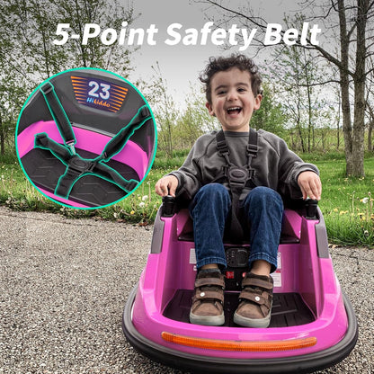 Baby Bumper Car, 6V Electric Kids Bumper Car for Toddlers with Remote Control, Bluetooth - Hot Pink