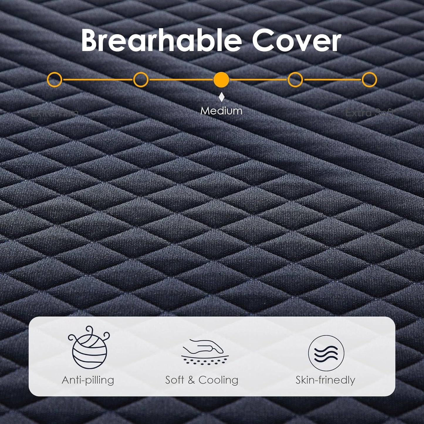 14 Inch King Size Mattress Gel-Infused Memory Foam,Medium with Removable Washable Cover Cooling Gel Bed in a Box,CertiPUR-US Certified,80"X76"X14" Navy Blue King Mattress