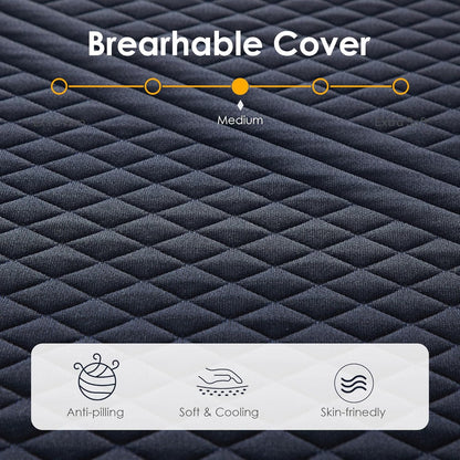 14 Inch King Size Mattress Gel-Infused Memory Foam,Medium with Removable Washable Cover Cooling Gel Bed in a Box,CertiPUR-US Certified,80"X76"X14" Navy Blue King Mattress