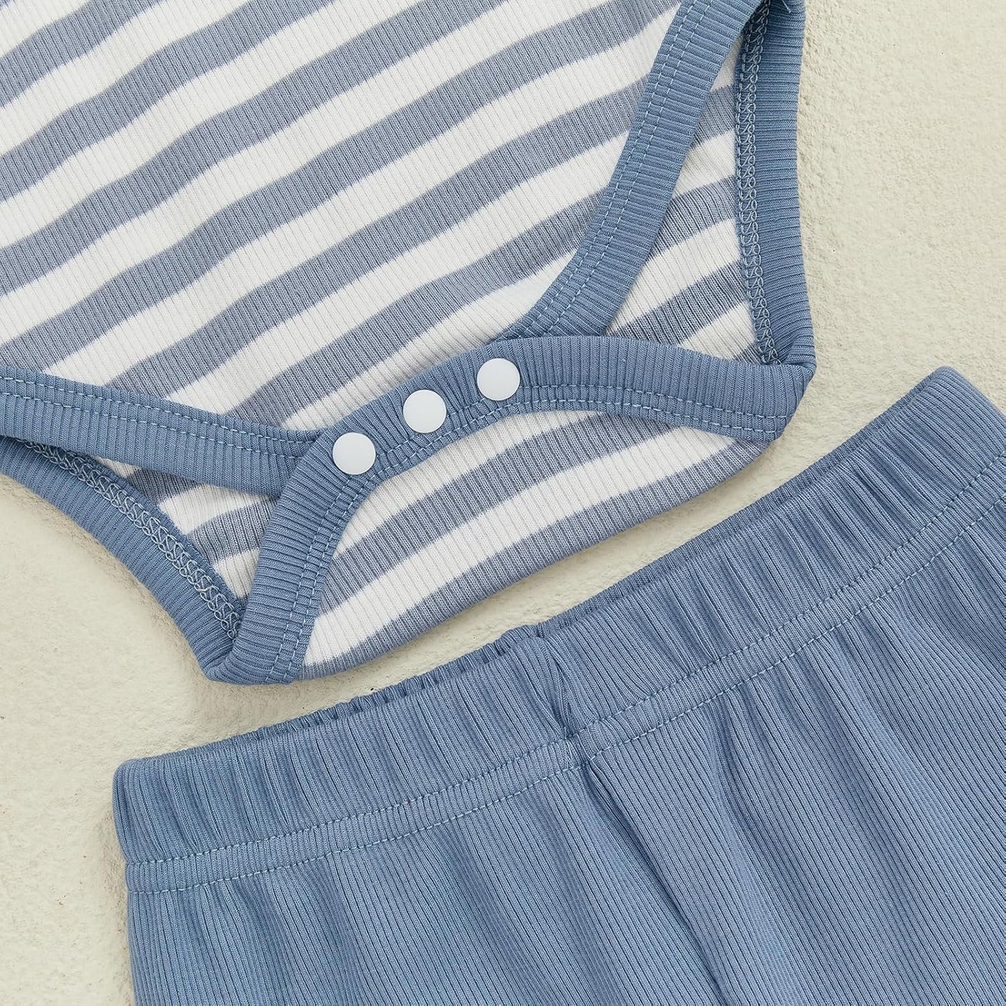 fhutpw Baby Boy Clothes 3 6 12 18 Months Ribbed Knitted Long Sleeve Romper and Pants Sets Newborn Fall Splicing Color Outfits