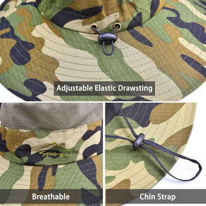 Sun Hats for Men Women Fishing Hat UPF 50+ Breathable Wide Brim Summer UV Protection Hat