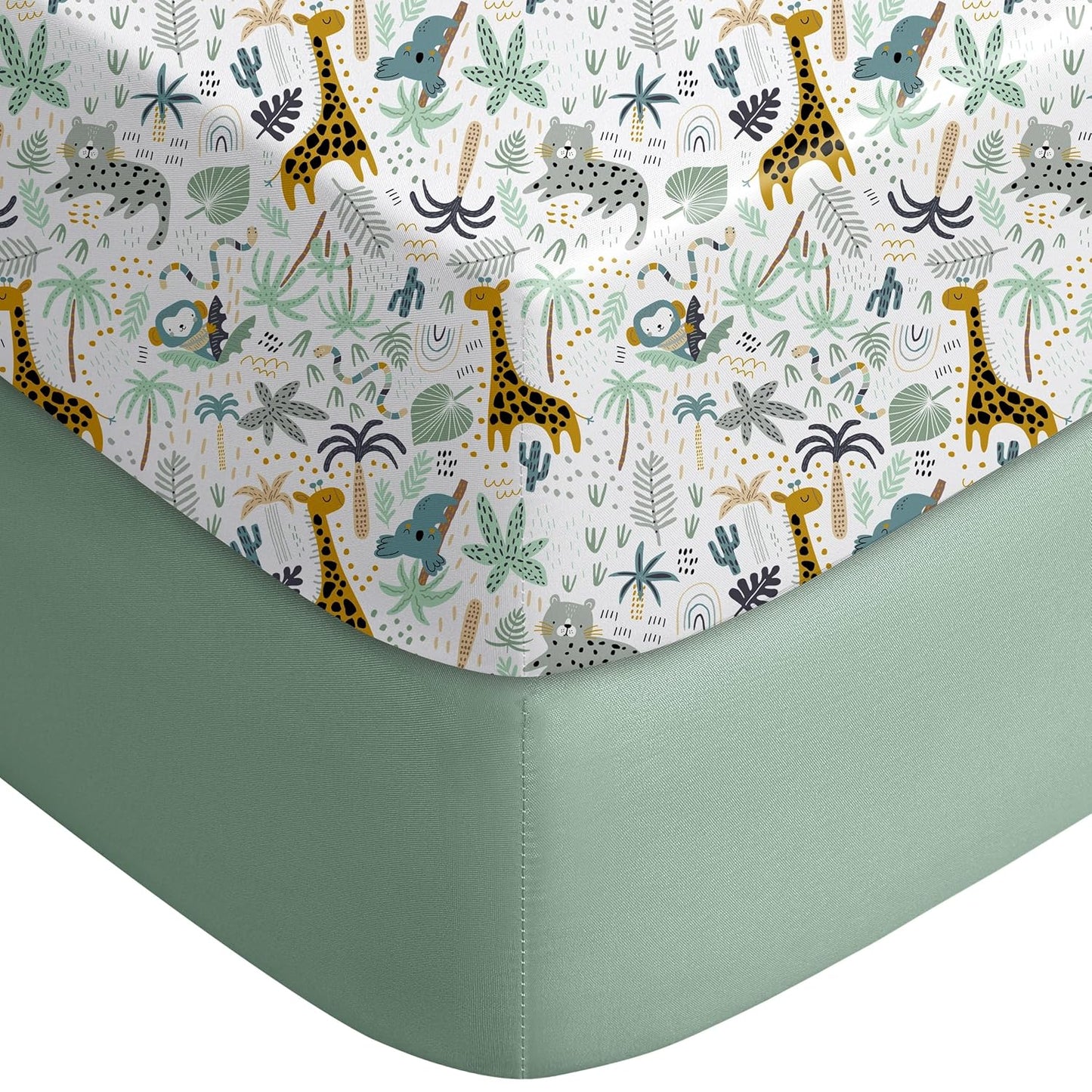 Yoofoss Pack and Play Sheets Fitted, Mini Crib Sheets 2-Pack for Pack N Play Mattress, Stretchy