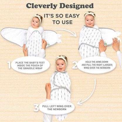 Baby Swaddle Blanket 3-Pack – Organic Cotton Adjustable Swaddle Wrap for Newborns 0-3 Months