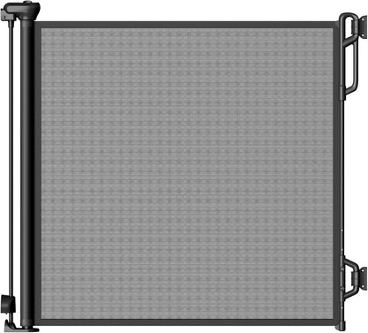 Retractable Safety Baby Gate or Mesh Dog Gate,Durable Portable Mesh Retractable Gate,Easy to Use for Stairs, Doorways, Hallways, Indoor, Outdoor, 33.5" Tall, Up to 65" Wide, Black