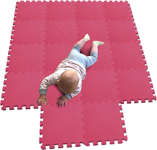 MQIAOHAM® 18 Pieces Puzzle Play Mats, Soft Baby Play Mat, Kids Interlocking Foam Floor Tiles, Toddlers Carpet Playmats G301018-109