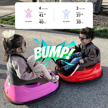 12V Kids Electric Bumper Car, Baby Bumper Car for Toddlers w/Remote Control, 360° Spinning - Red