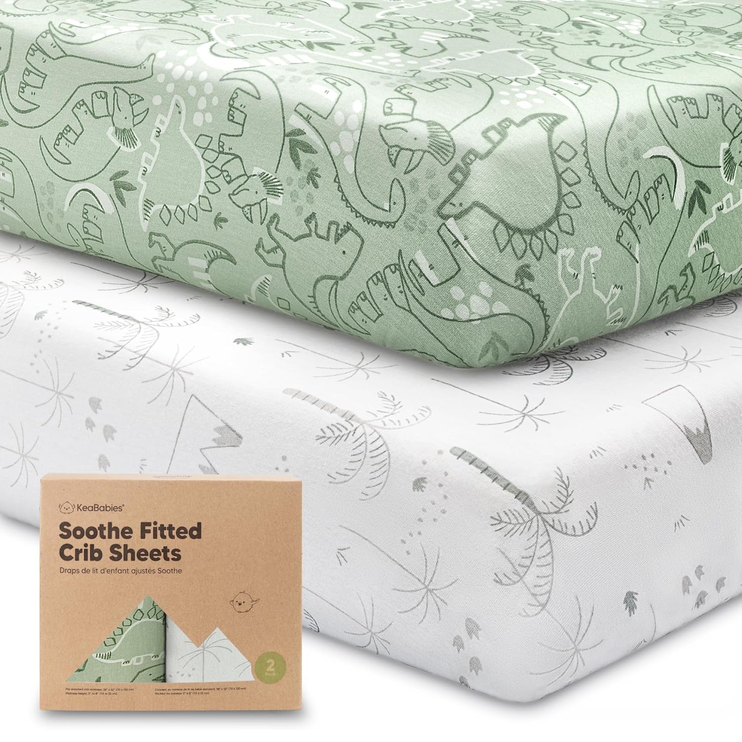 KeaBabies 2-Pack Organic Crib Sheets for Boys, Girls - 52x28 Fitted Crib Mattress Sheet Neutral