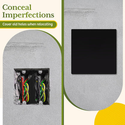 TG Screwless Double Blank Wall Plate, Child Safe Blank Device Outlet Cover, Mid-Size 2-Gang 4.88" H x 4.92" L, Polycarbonate Thermoplastic, UL Listed, SP-MB2-BK5P, Black (5 Pack)