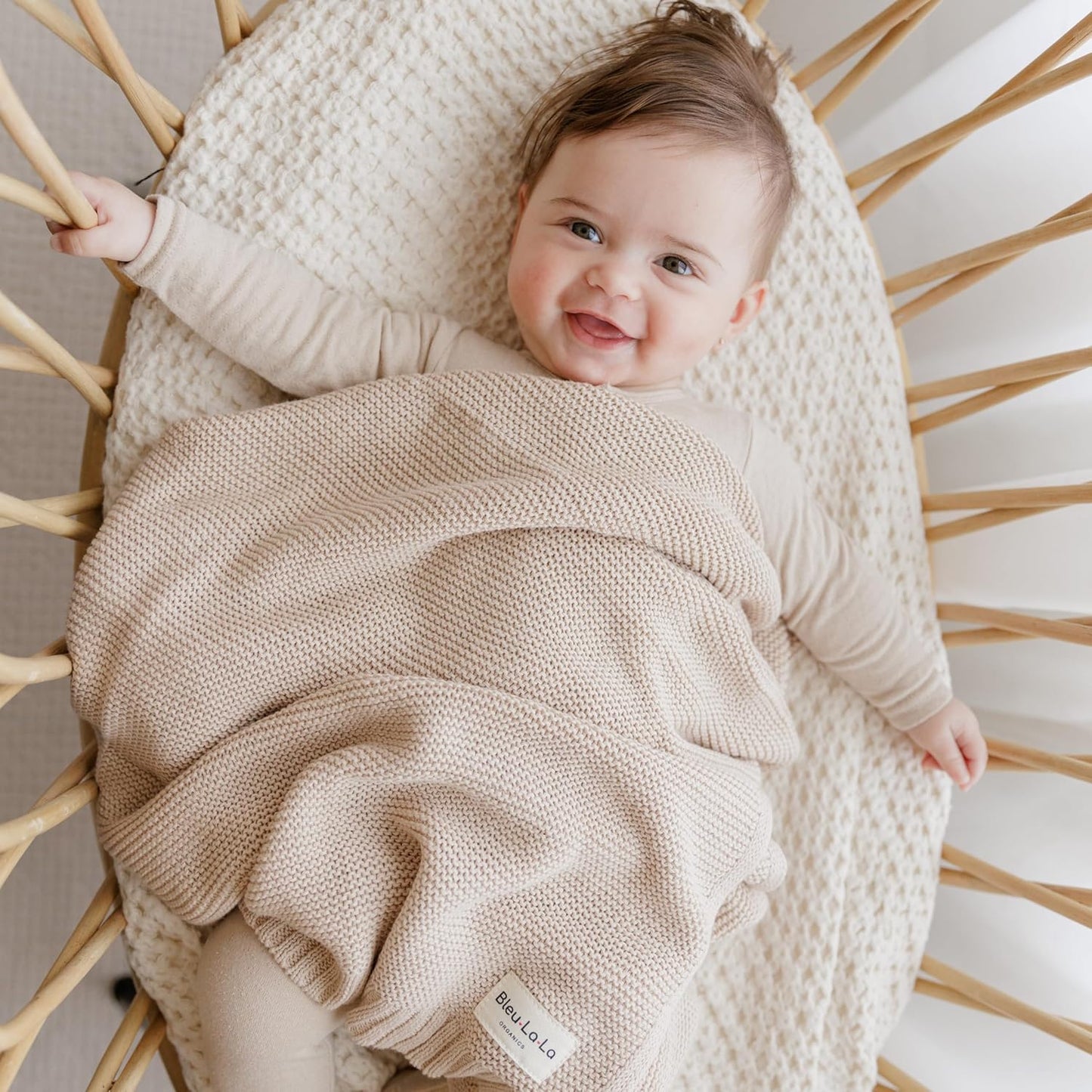 Heritage Knit Organic Cotton Baby Blanket - Soft Warm Cozy Unisex Receiving Cuddle Stroller Crib