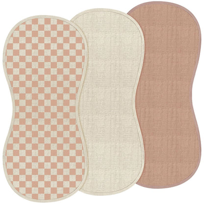 3 Pcs Changing Pad Liners Fits in Peanut Shape Changing Pad Waterproof Diaper Mats Organic Cotton Peanut Mats are Warm on a Baby's Back, Washable Reusable(Checker Style,Brown)