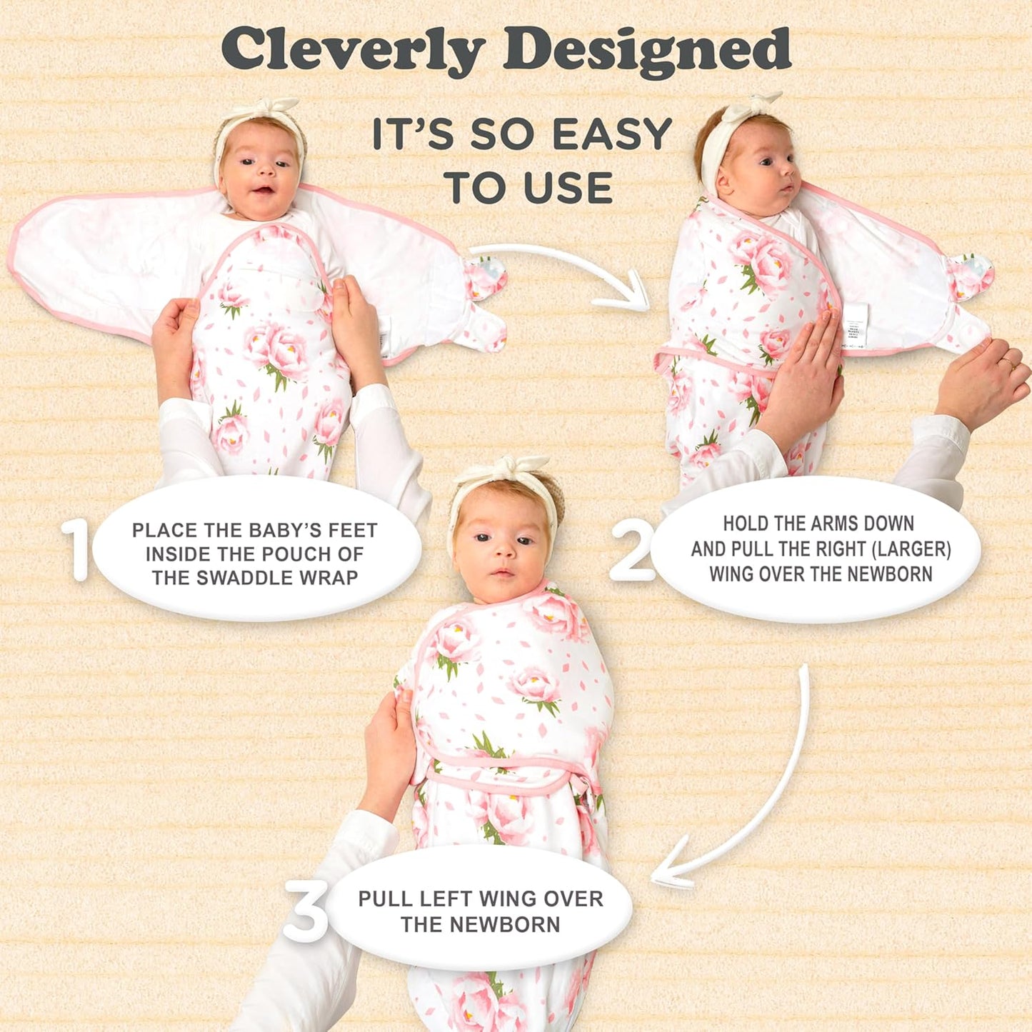 Bublo Baby Swaddles for Newborns – 3-Pack Infant Swaddles 3-6 Months – Adjustable Swaddle Sleep