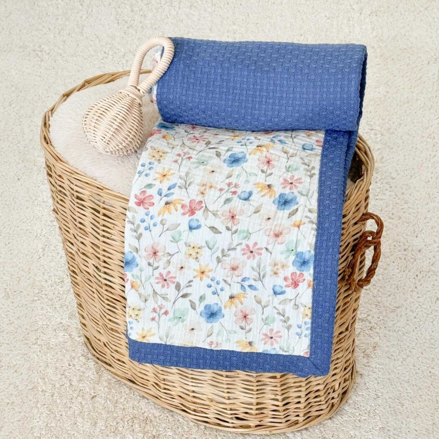 Personalized Baby Blanket with Name – Handmade 100% Organic Cotton Newborn Gift | Custom Knit