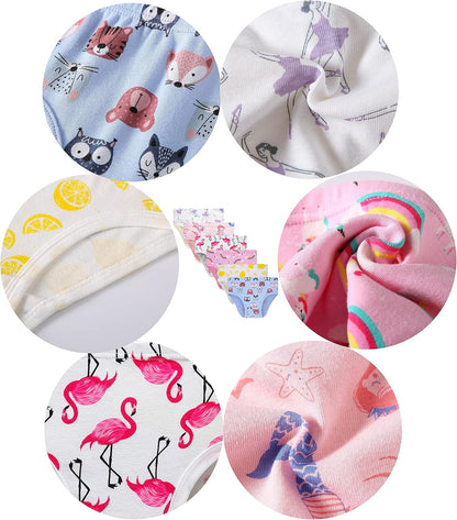 Cadidi Dinos Little Girls' Soft Cotton Underwear Kids Cool Breathable Comfort Panty Briefs Toddler Undies(Pack of 6)