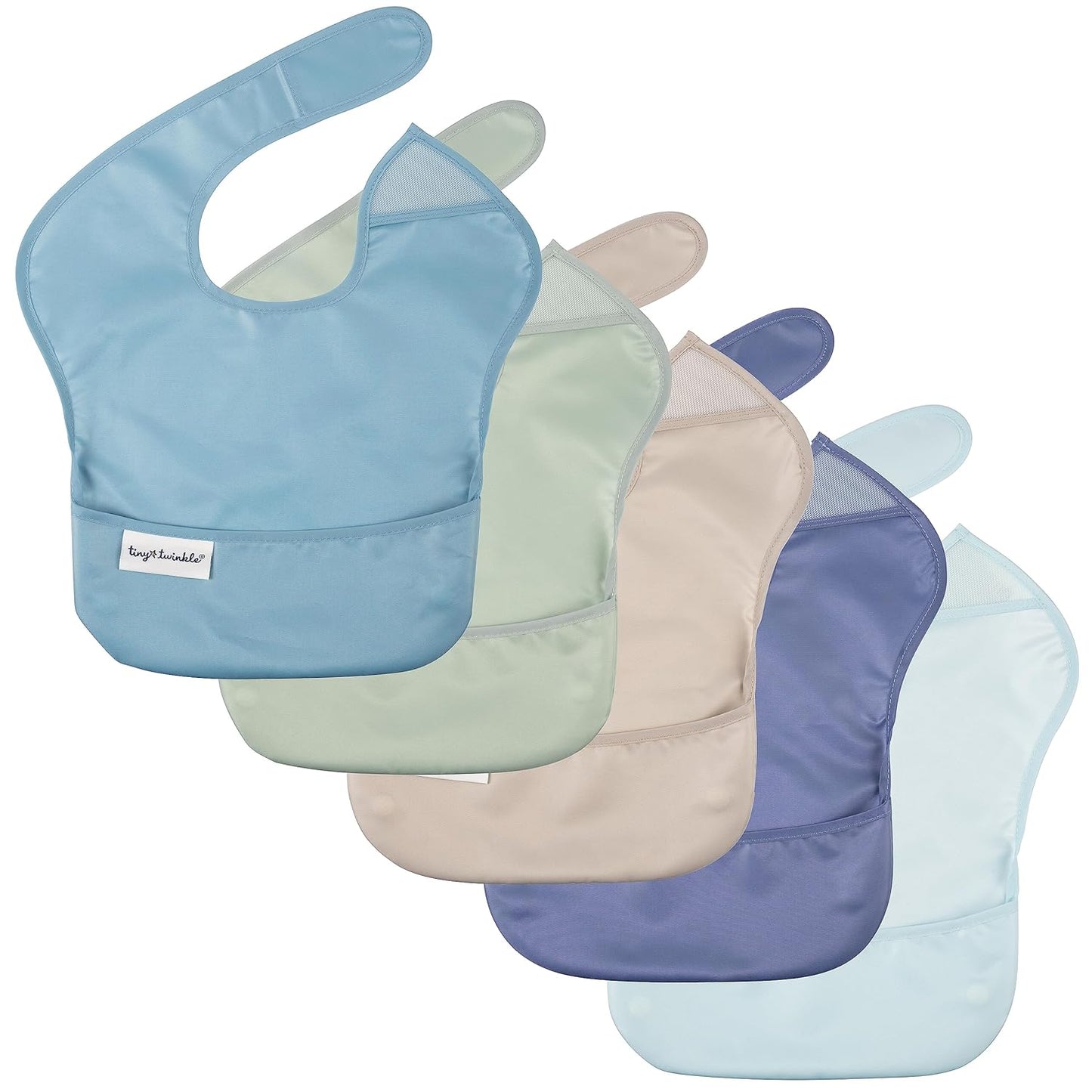 Tiny Twinkle Mess Proof Baby Bibs for Eating - Waterproof, Wipeable Bibs - Toddler Bibs - Travel