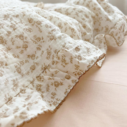 BuLuTu Cotton Muslin Kids Toddler Pillowcase Standard Cute Camellia Flowers Super Soft Travel Pillow Nursery Pillowcase for Boys,Girls,Bedding Decor Machine Washable, Durable Pillowcase,1 Piece