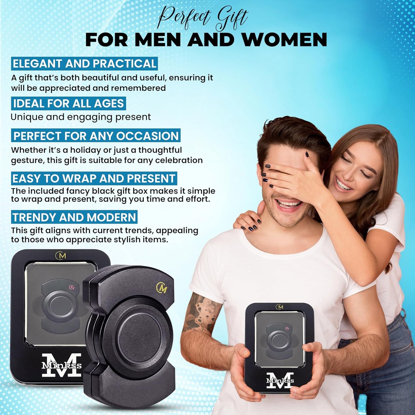 Fidget Toys Adults - Metal Fidget Slider for Adults- Metal Fidget Spinner / EDC Fidget Slider / Fidget Clicker – Mini Fidget Spinners - Fancy Black Gift for Adults