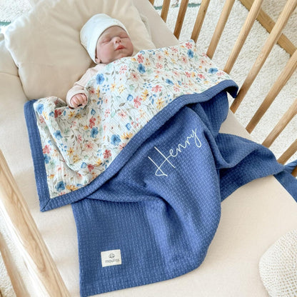 Personalized Baby Blanket with Name – Handmade 100% Organic Cotton Newborn Gift | Custom Knit