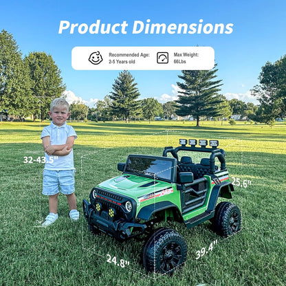4WD Kids Ride on Car Truck, 12V 7Ah Kids Electric Vehicles Car Ride on Toy w/Remote Control - Army Green
