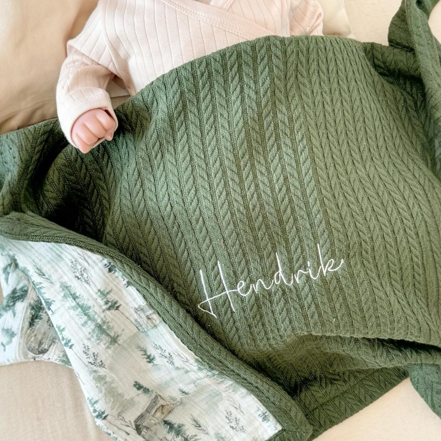 Personalized Baby Blanket with Name – Handmade 100% Organic Cotton Newborn Gift | Custom Knit