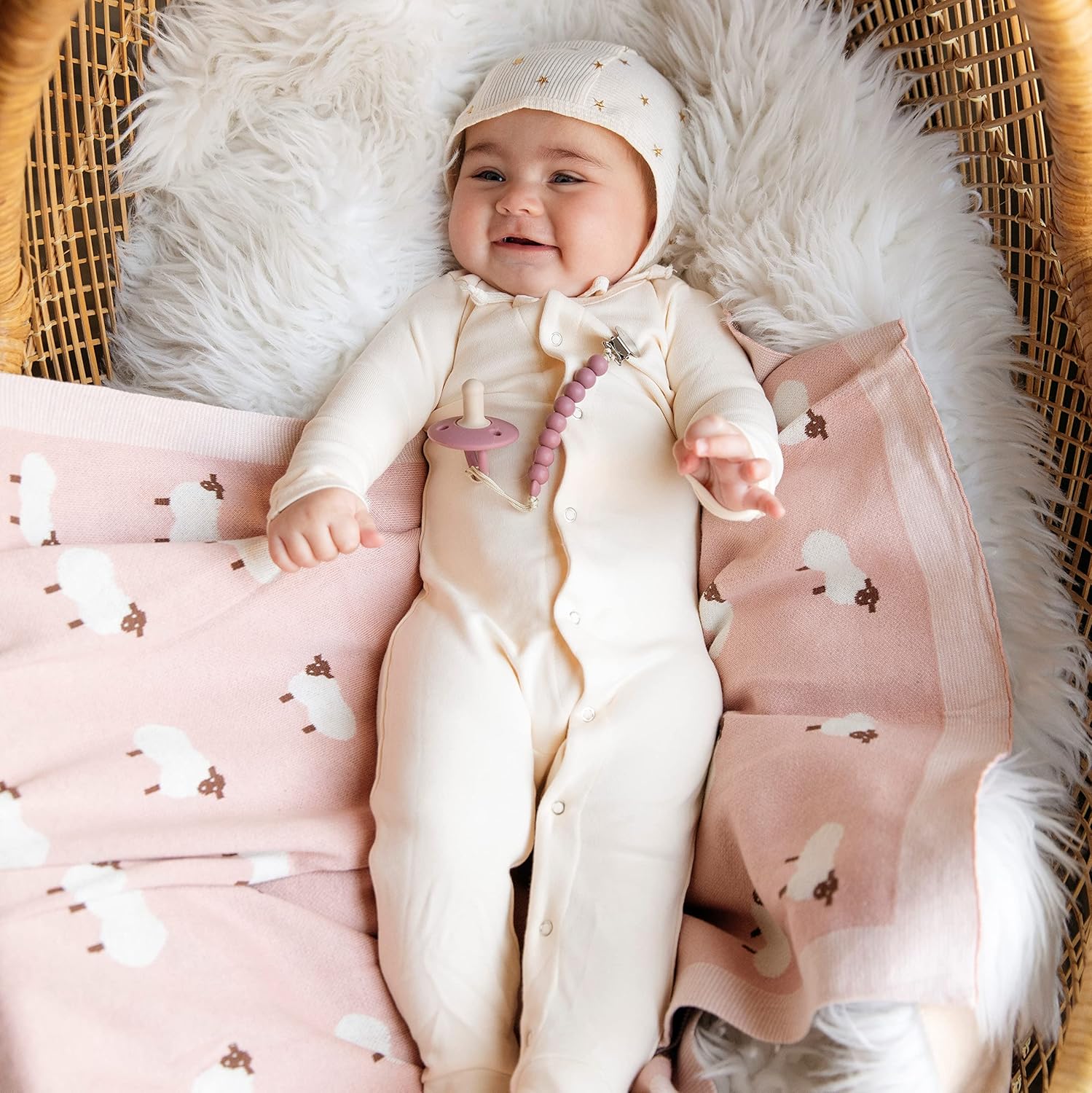 Luxury Knit Baby Receiving Blanket - 100% Cotton Soft Cozy Lightweight Receiving Swaddler Crib