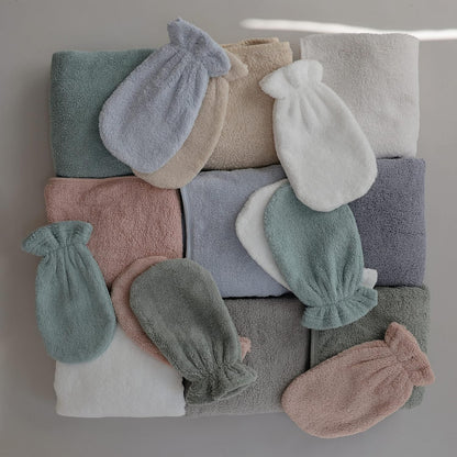 mushie Baby Bath Mitt | Organic Cotton | Pack of 2 (Fog)