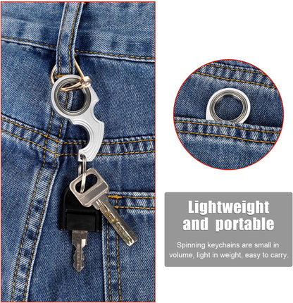 2pcs Key Chain Spinner Fidget Toy, Portable Finger Spinning Keychain with 2pcs Key Ring Funny Key