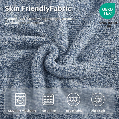 WRENSONGE Throw Blanket Cationic Dyeing Blue Soft Cozy Fluffy Warm Hand Made Weave Throw Blankets