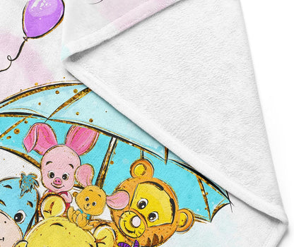 UNIQUE Blue Winnie Ultra Soft Fleece Baby Blanket 30x40in, Cute Winnie Baby Blanket, Gender Neutral